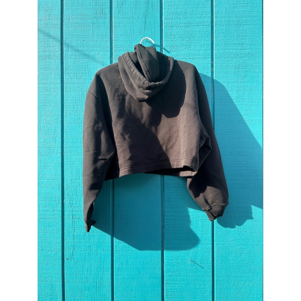 Adidas Originals Womens Cropped Hoodie Black 3-Stripes Trefoil Logo Small S - Picture 5 of 6